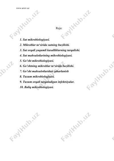 sut, go’sht, tuxum va baliq mahsulotlari mikroflorasi — DOC