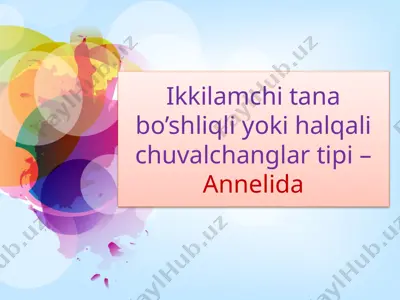 ikkilamchi tana bo’shliqli yoki halqali chuvalchanglar tipi – annelida — PPTX