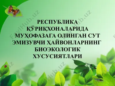 республика қўриқхоналарида муҳофазага олинган сут эмизувчи ҳайвонларнинг биоэкологик хусусиятлари — PPT