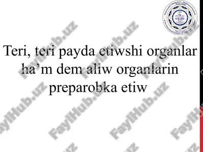 teri, teri payda etiwshi organlar ha’m dem aliw organlarin preparobka etiw — PPTX