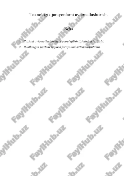 texnologik jarayonlarni avtomatlashtirish — DOC