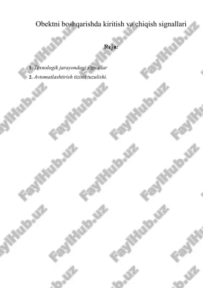 ob'ektni boshqarishda kiritish va chiqish signallari — DOC