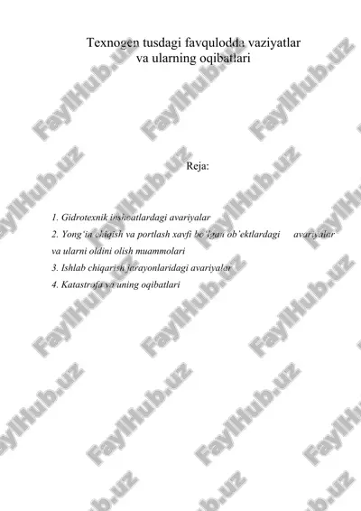 texnogen tusdagi favqulodda vaziyatlar — DOC
