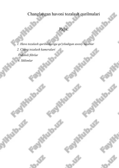 changlangan havoni tozalash qurilmalari — DOCX