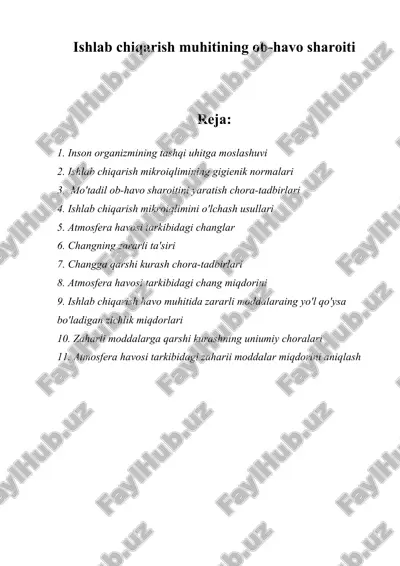 ishlab chiqarish muhitining ob-havo sharoiti — DOCX