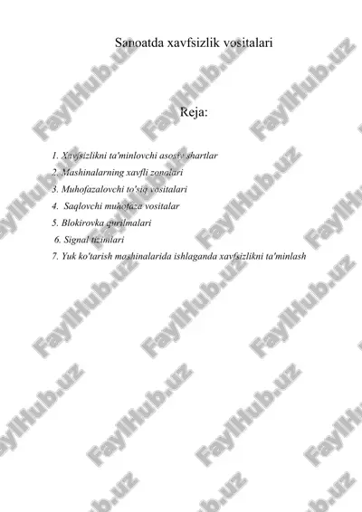 sanoatda xavfsizlik vositalari — DOCX