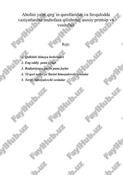 ahоlini yalpi qirg'in qurоllaridan va favqulоdda vaziyatlardan muhоfaza qilishning asоsiy printsip va vоsitalari — DOC