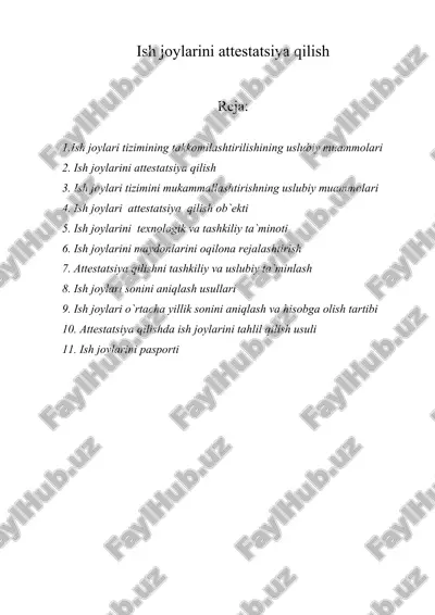 ish joylarini attestatsiya qilish — DOCX