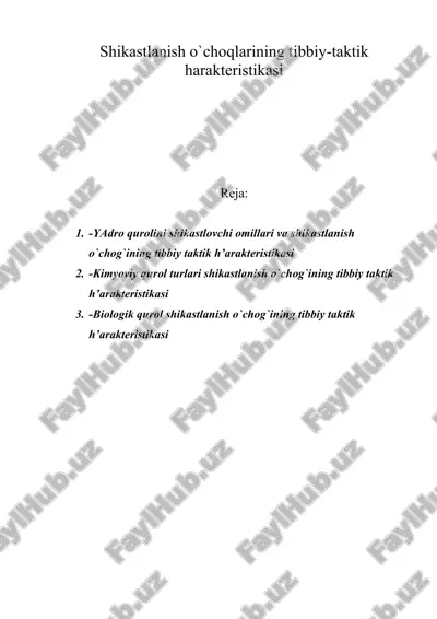 shikastlanish o`chоqlarining tibbiy-taktik xaraktеristikasi — DOC