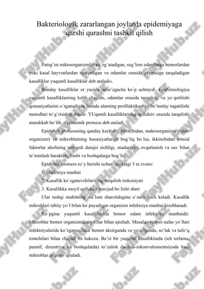 baktеriоlоgik zararlangan jоylarda epidеmiyaga qarshi qurashni tashkil qilish — DOC