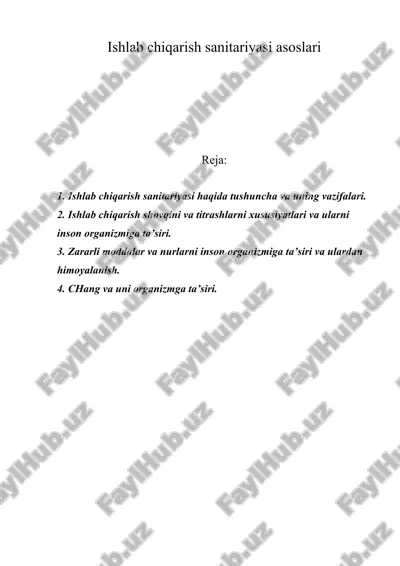 ishlab chiqarish sanitariyasi asoslari — DOC