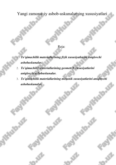yangi zamonaviy asbob-uskunalarning xususiyatlari — DOC