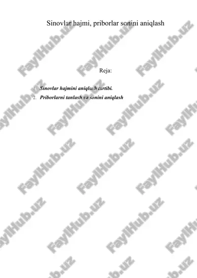 sinovlar hajmi, priborlar sonini aniqlash — DOC