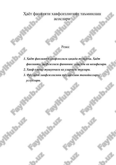 ҳаёт фаолияти хавфсизлигини таъминлаш асослари — DOC