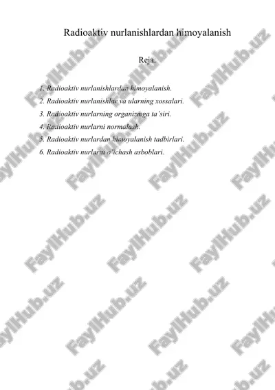 rаdiоаktiv nurlаnishlаrdаn himоyalаnish — DOC