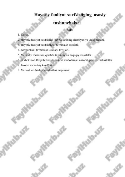 hayotiy faoliyat xavfsizliging asosiy tushunchalari — DOC