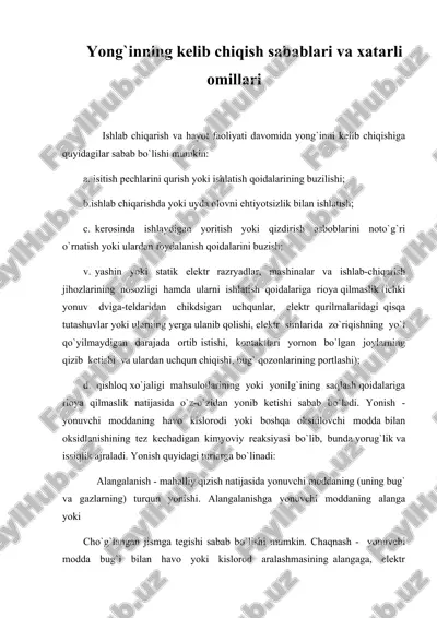 yong`inning kelib chiqish sabablari va xatarli omillari — DOC