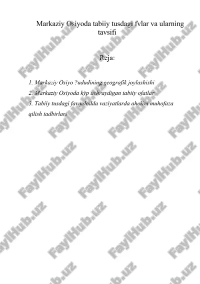 markaziy osiyoda tabiiy tusdagi fvlar va ularning tavsifi — DOC