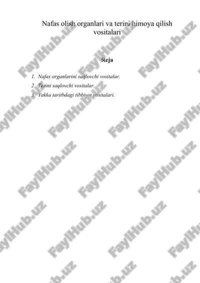 nafas olish organlari va tеrini himoya qilish vositalari — DOC