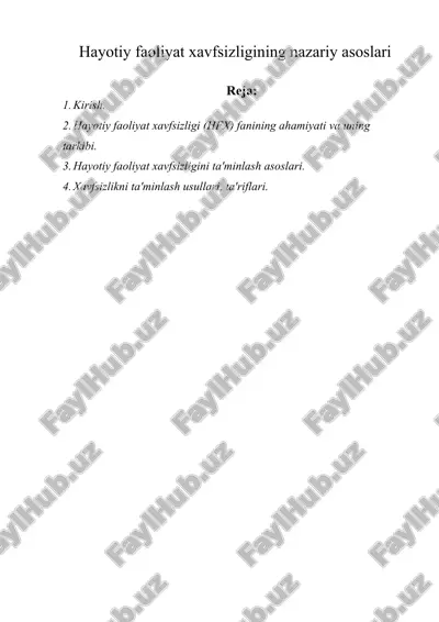 hayotiy faoliyat xavfsizligining nazariy asoslari — DOC