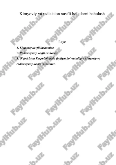 kimyoviy va radiatsion xavfli holatlarni baholash — DOC