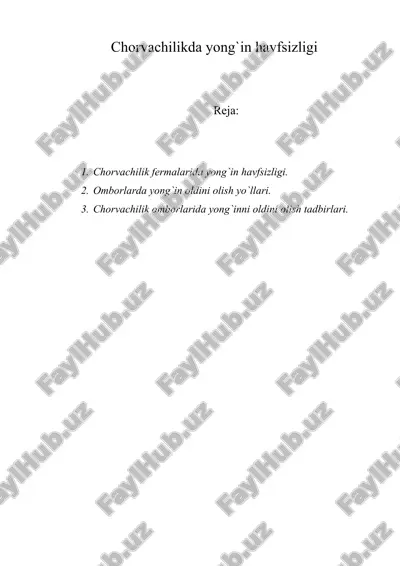 chorvachilikda yong'in xavfsizligi — DOC