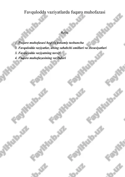 favqulodda vaziyatlarda fuqaro muhofazasi — DOC