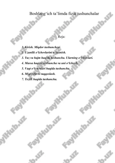 boshlang‘ich ta’limda fizik tushunchalar — DOC