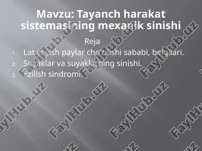tayanch harakat sistemasining mexanik sinishi — PPTX