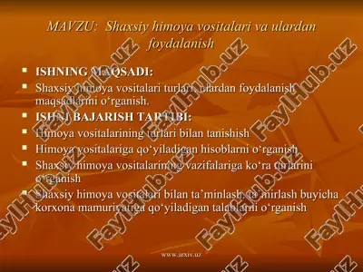 shaxsiy himoya vositalari va ulardan foydalanish — PPT