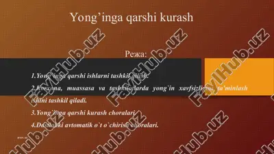 yong'inga qarshi kurash — PPT