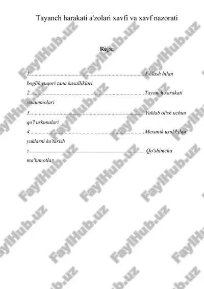 tayanch harakati a'zolari xavfi va xavf nazorati — DOCX