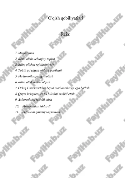 o'qish qobiliyatlari — DOCX
