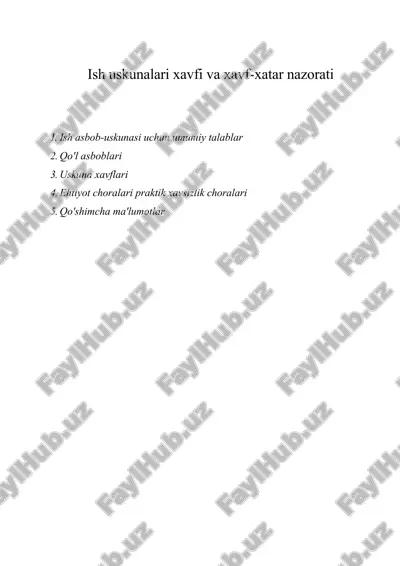 ish uskunalari xavfi va xavf-xatar nazorati — ZIP