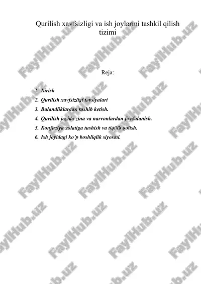 qurilish xavfsizligi va ish joylarini tashkil qilish tizimi — DOC
