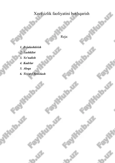 xavfsizlik faoliyatini boshqarish — DOC