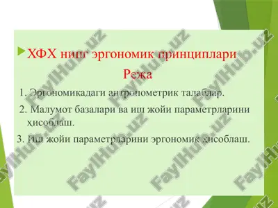 хфх нинг эргономик принциплари — PPTX