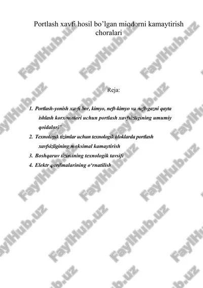 portlash xavfi hosil bo’lgan miqdorni kamaytirish choralari — DOC