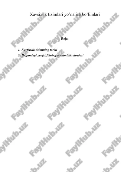 xavsizlik tizimlari yo’nalish bo’limlari — DOC