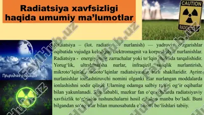 radiatsiya xavfsizligi haqida umumiy ma’lumotlar — PPTX