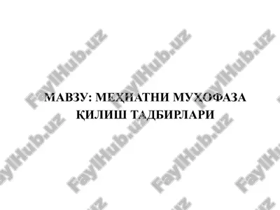меҳнатни муҳофаза қилиш тадбирлари — PPTX