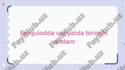 favqulodda vaziyatda birinchi yordam — PPTX