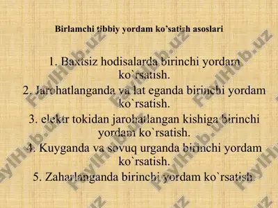 birlamchi tibbiy yordam ko’satish asoslari — PPTX