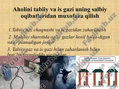 aholini tabiiy va is gazi uning salbiy oqibatlaridan muxofaza qilish — PPTX