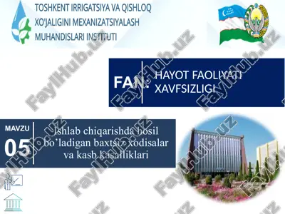ishlab chiqarishda hosil bo’ladigan baxtsiz xodisalar va kasb kasalliklari — PPTX