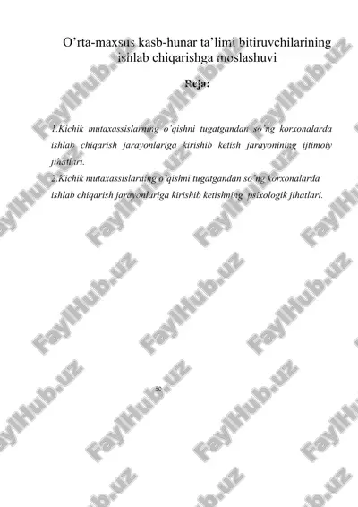 o’rta-maxsus kasb-hunar ta’limi bitiruvchilarining ishlab chiqarishga moslashuvi — DOC