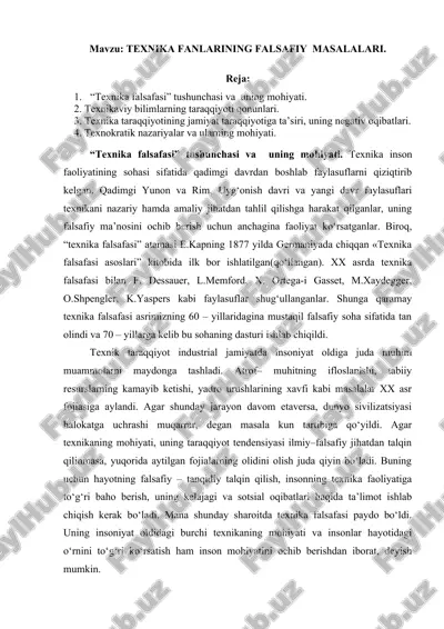 texnika fanlarining falsafiy masalalari — DOCX