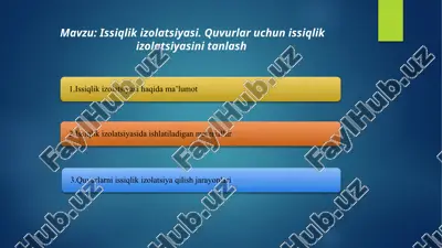issiqlik izolatsiyasi. quvurlar uchun issiqlik izolatsiyasini tanlash — PPTX