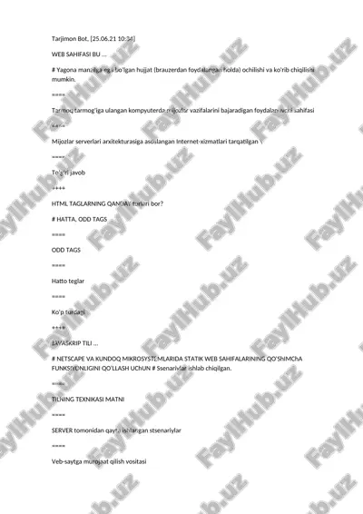web dasturlash baza — DOCX