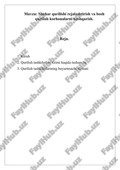 qurilishning bosh rejasini shartli belgilarini chizish va ularning ahamiyati — DOCX